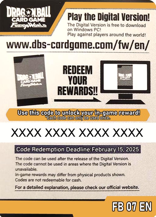 Dragon Ball Super Online Code Card (Booster)