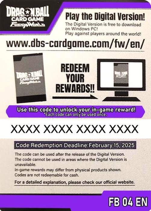 Dragon Ball Super Online Code Card (Booster)