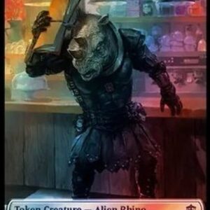 Magic: The Gathering Alien Rhino Token (W 4/4) // Clue Token (V.5)