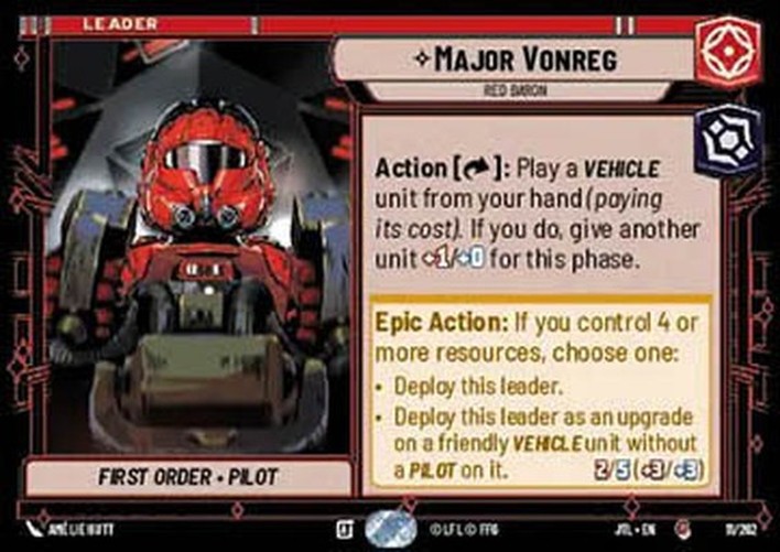 Star Wars Unlimited JTL Major Vonreg, Red Baron