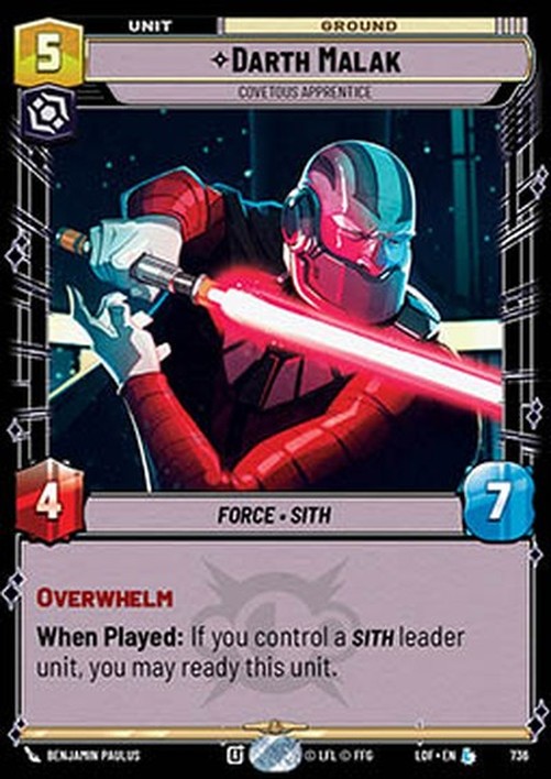 Star Wars Unlimited Darth Malak, Covetous Apprentice (V.2)