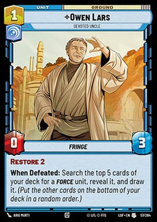 Star Wars Unlimited LOF Owen Lars, Devoted Uncle (V.1)