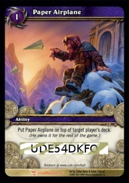 World of Warcraft TCG Paper Airplane
