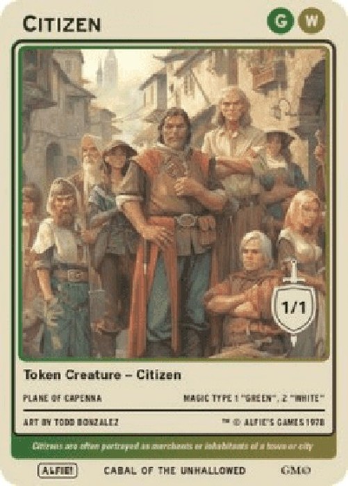 Magic: The Gathering Citizen Token (Green and White 1/1) (V.1)