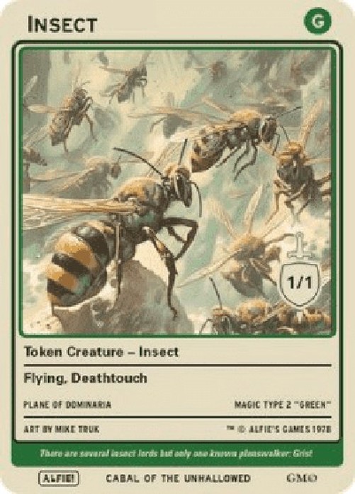 Magic: The Gathering Insect Token (Green 1/1 Flying, Deathtouch) (V.1)
