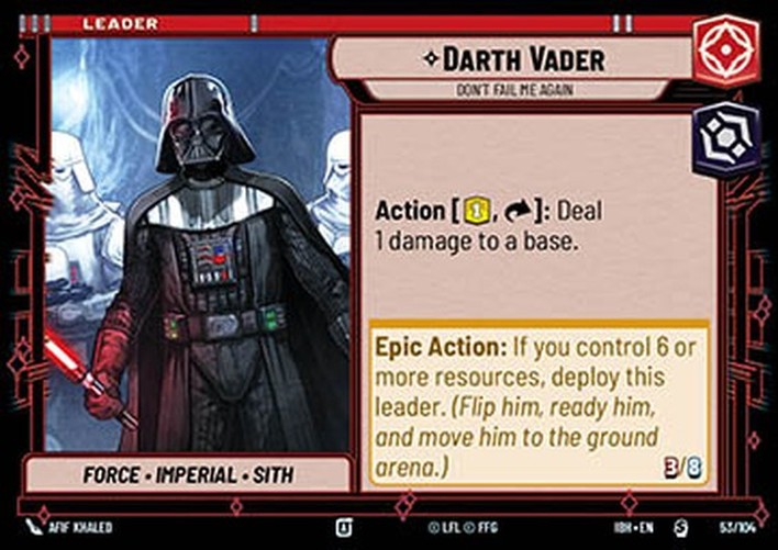 Star Wars Unlimited IBH Darth Vader, Don't Fail Me Again