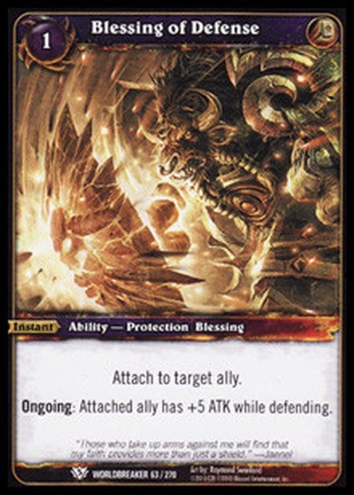 World of Warcraft TCG Blessing of Defense