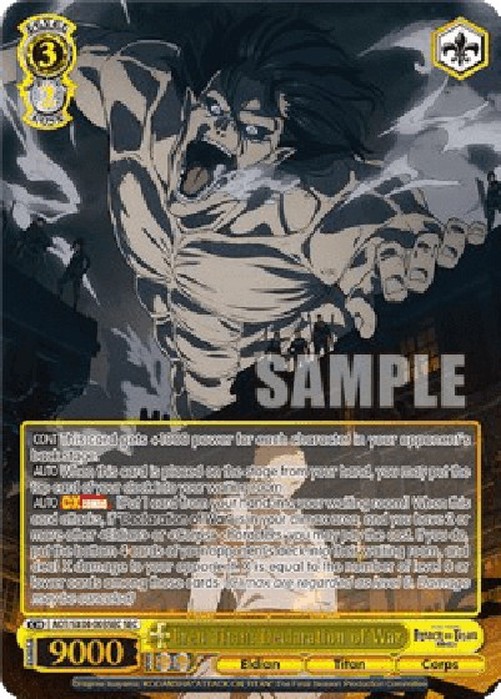Weiß Schwarz AOT/Eren Titan: Declaration of War (V.2 - Secret Rare)