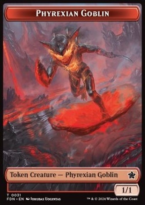 Magic: The Gathering Phyrexian Goblin Token (R 1/1) // Cat Token (W 1/1 Lifelink)