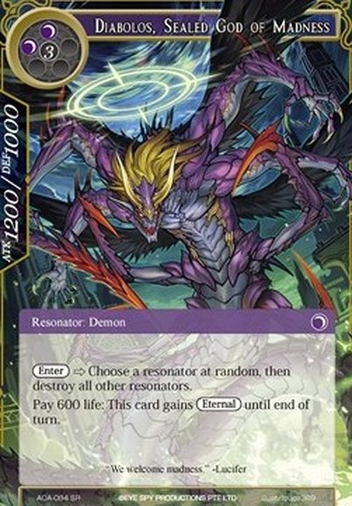 Force of Will AOA Diabolos, Sealed God of Madness (V.1 - Super Rare)