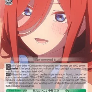 Weiss Schwarz 5HY/W101 What She Wanted to Convey, Miku Nakano (V.2 - Super